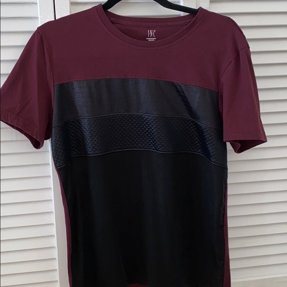 Men’s INC shirt mixed fabrics metro size small